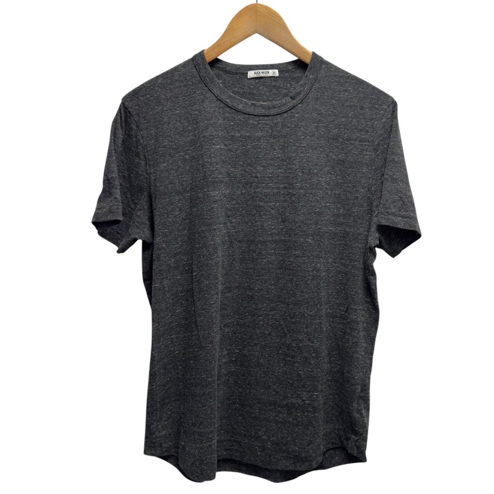 Buck Mason Men's Size Medium Gray Slub Curved Hem Crewneck S/S T-Shirt USA euc